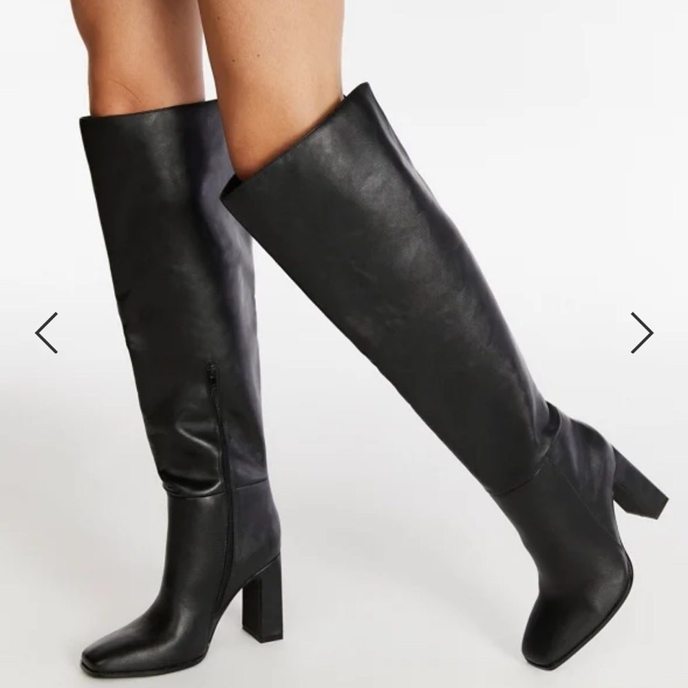 Knee high faux leather boots